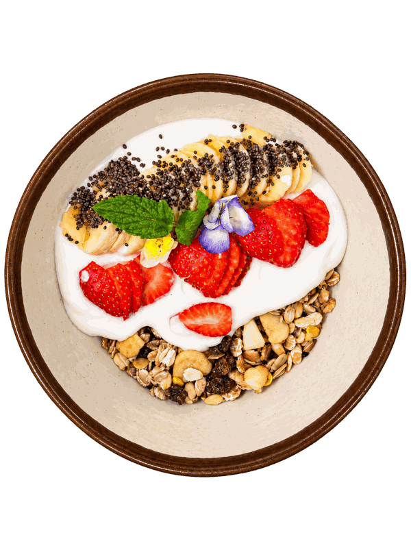 Bowl de yogur, fruta y granola